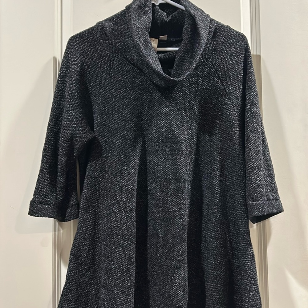 Misia womens cowl neck pullover sweater 3/4 sleeves asymmetrical hem size XL